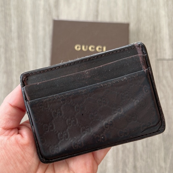 GUCCI Monogram Leather Card Holder Wallet - Picture 6 of 6